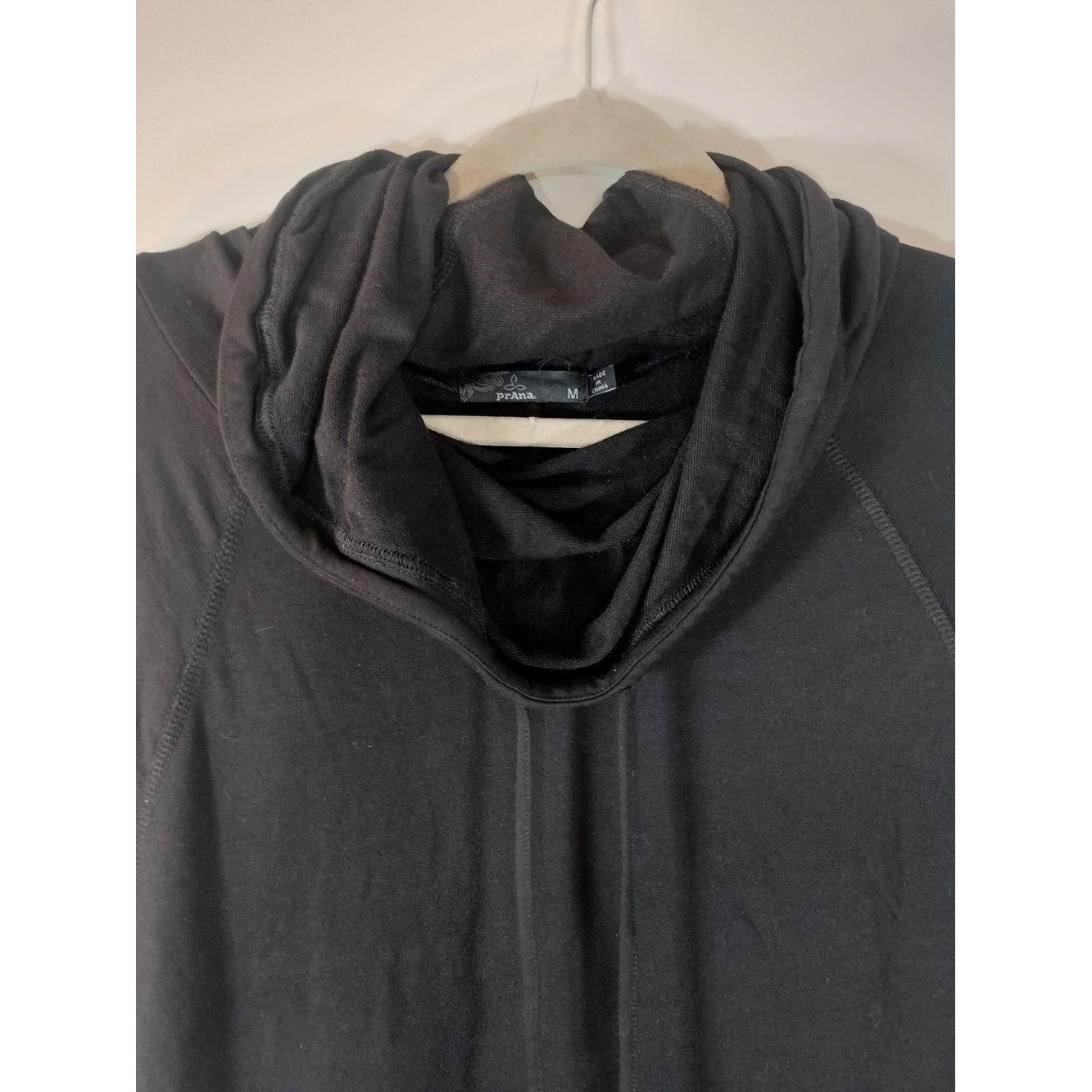 Prana Black Cowl Neck Short Sleeve Dress: Black